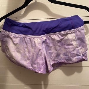 Purple tie-dye lululemon speed up shorts